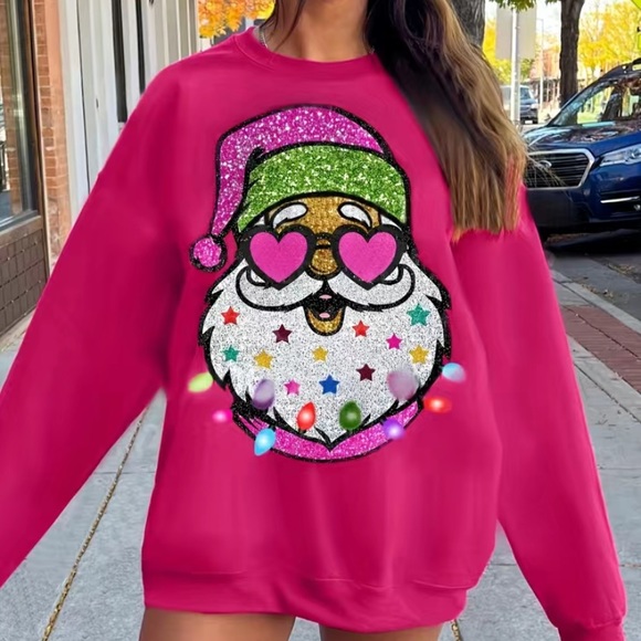 Tops - santa sweatshirt Barbie pink Christmas